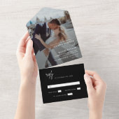 Moderne Zwarte Eenvoudige Trouwfoto Geen Menu All In One Uitnodiging (Afscheurbaar)