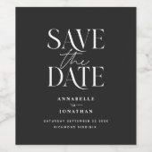 Moderne zwarte elegant minimale scriptbruiloft wijn etiket (Enkel label)