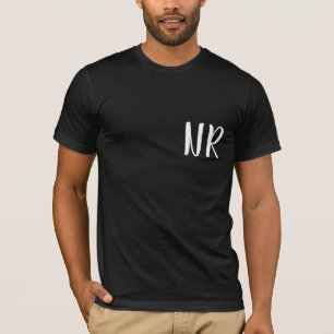 Moderne zwarte elegante ontwerp monogram initiaal t-shirt