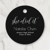 Moderne zwarte elegante typografie Afstuderen Bedankjes Labels (Voorkant)