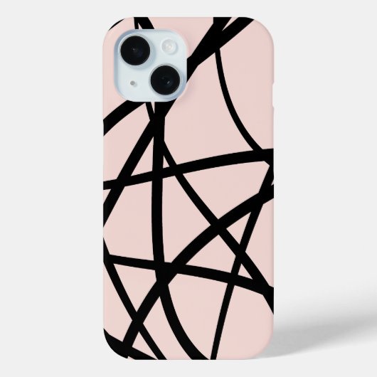 Moderne zwarte en beige Abstracte lijnen Case-Mate iPhone Case (Achterkant)