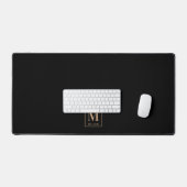Moderne zwarte en bruine familienaammonogram bureaumat (Keyboard & Muis)