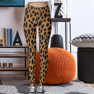 Moderne zwarte en bruine luipaardhuid safariprint leggings