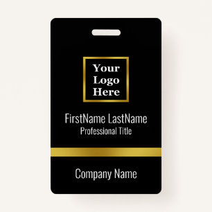 Moderne zwarte en Faux Gold Corporate Name Tag Badge
