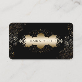 Moderne zwarte en gele chic hair stylist visitekaartje