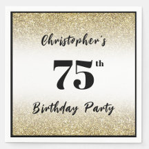 Moderne zwarte en gouden 75ste verjaardagsfeest aa