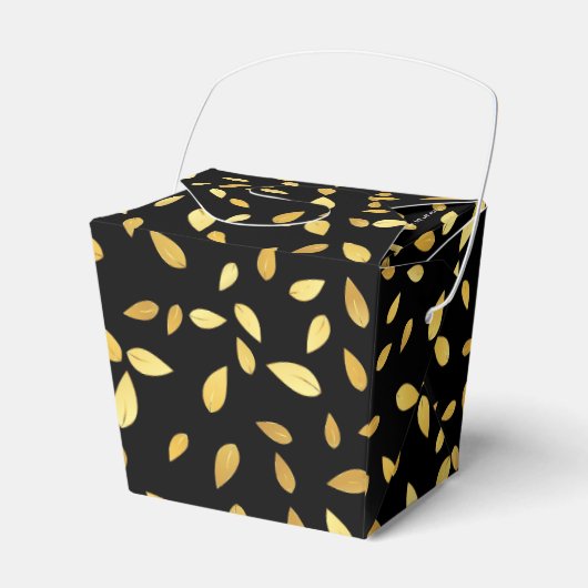 Moderne zwarte en gouden bladeren, geïllustreerd p bedankdoosjes (Voorkant Zijde)