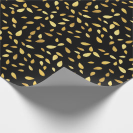 Moderne zwarte en gouden bladeren, geïllustreerd p cadeaupapier