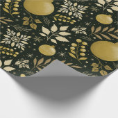 Moderne zwarte en gouden kerst cadeaupapier (Hoek)