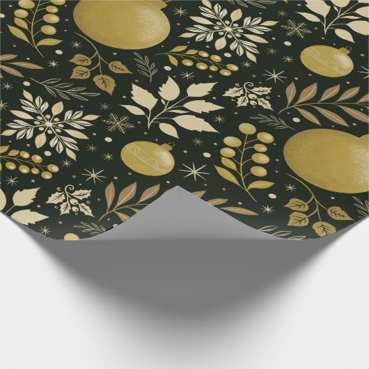 Moderne zwarte en gouden kerst cadeaupapier (Hoek)