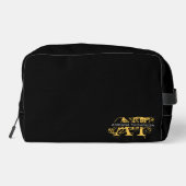 Moderne, zwarte en gouden monogrammen toilettasje (Achterkant)