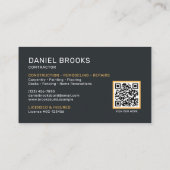Moderne Zwarte en Gouden QR-code voor Aannemers Visitekaartje (Achterkant)