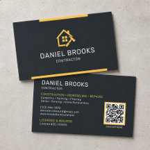 Moderne Zwarte en Gouden QR-code voor Aannemers