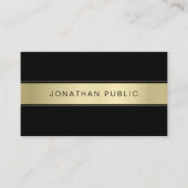 Moderne, zwarte en gouden, schone Sjabloon Visitekaartje (Voorkant)