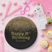 Moderne zwarte en goudglitter - feestdag papieren bordje (Feest)