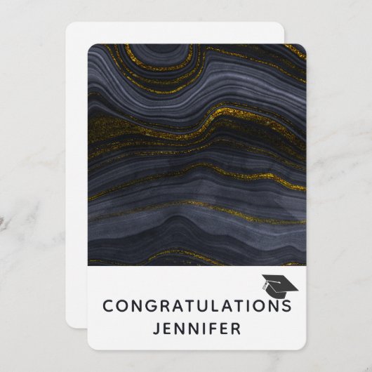 Moderne zwarte en goudgrijze verloopdop feestdagenkaart (Voorkant / Achterkant)