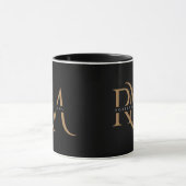 Moderne zwarte en goudInitialen Elegant Monogramme Mok (Midden)