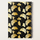 Moderne zwarte en goudkleurige patroonbruiloft planner (Achterkant)