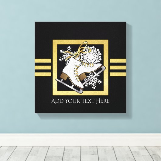 Moderne zwarte en goudzige ijsvlekken canvas afdruk (Insitu (Houten vloer))