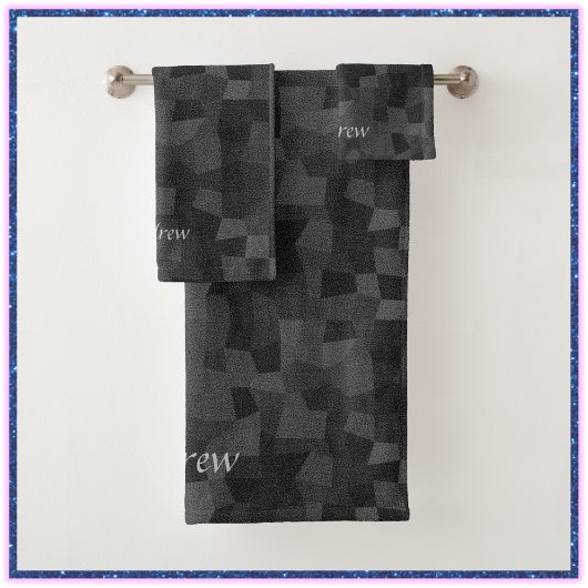 Moderne zwarte en grijze Abstracte meethanddoek Bad Handdoek