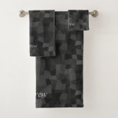 Moderne zwarte en grijze Abstracte meethanddoek Bad Handdoek (Insitu)