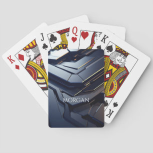 Moderne zwarte en grijze geometrische ontwerp, wit pokerkaarten