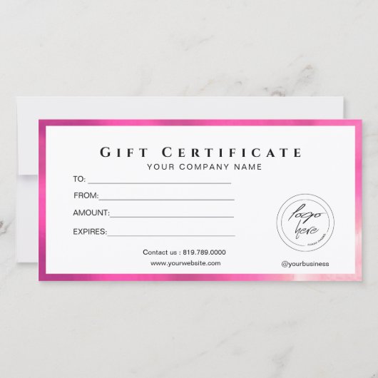 Moderne Zwarte En Heet Roze Toevoegen Logo Cadeaub (Achterkant)