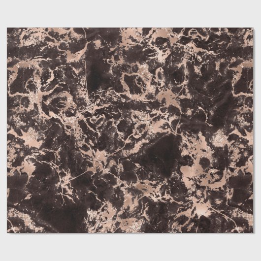 Moderne zwarte en Roos Gold Marble Pattern Cadeaupapier (Vlak)