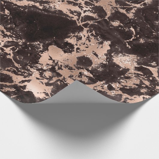 Moderne zwarte en Roos Gold Marble Pattern Cadeaupapier (Hoek)