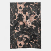 Moderne zwarte en Roos Gold Marble Pattern Theedoek (Verticaal)