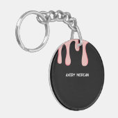 Moderne zwarte en roze druppelnaam sleutelhanger (Voorkant Links)