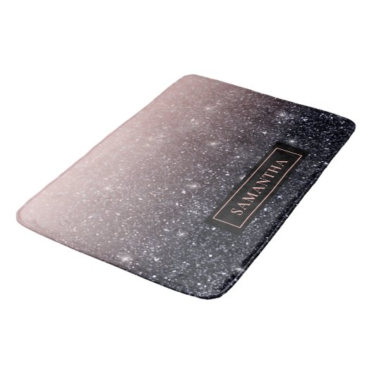 Moderne zwarte en roze glitter Sparkles Badmat (Gekanteld)