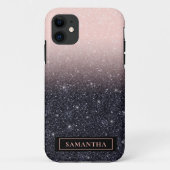 Moderne zwarte en roze glitter Sparkles Case-Mate iPhone Case (Achterkant)