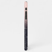 Moderne zwarte en roze glitter Sparkles iPhone Hoesje (Linkerkant)