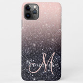 Moderne zwarte en roze glitter Sparkles iPhone Hoesje (Achterkant)