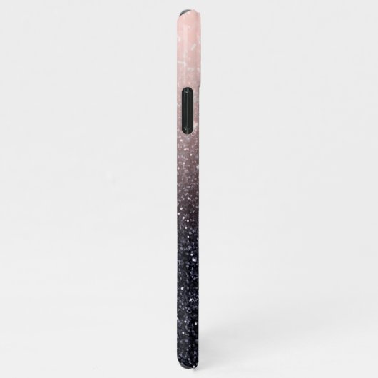 Moderne zwarte en roze glitter Sparkles iPhone Hoesje (Rechterkant)