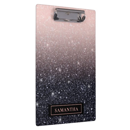 Moderne zwarte en roze glitter Sparkles Klembord (Rechts)
