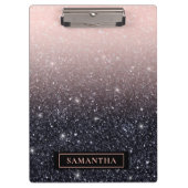Moderne zwarte en roze glitter Sparkles Klembord (Voorkant)