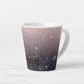Moderne zwarte en roze glitter Sparkles Latte Mok (Rechterhoek)