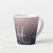 Moderne zwarte en roze glitter Sparkles Latte Mok (Rechterhoek)