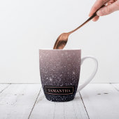 Moderne zwarte en roze glitter Sparkles Latte Mok