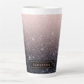 Moderne zwarte en roze glitter Sparkles Latte Mok (Voorkant)