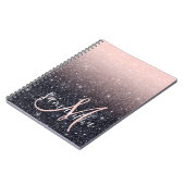 Moderne zwarte en roze glitter Sparkles Notitieboek (Linkerzijde)