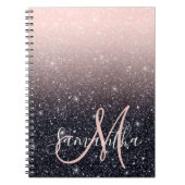 Moderne zwarte en roze glitter Sparkles Notitieboek (Voorkant)
