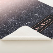 Moderne zwarte en roze glitter Sparkles Sherpa Deken (3/4)