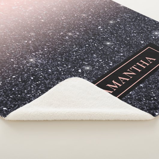 Moderne zwarte en roze glitter Sparkles Sherpa Deken (3/4)