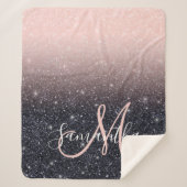 Moderne zwarte en roze glitter Sparkles Sherpa Deken (Voorkant)