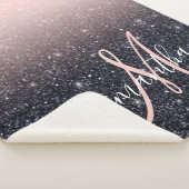 Moderne zwarte en roze glitter Sparkles Sherpa Deken (3/4)