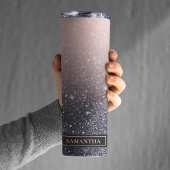 Moderne zwarte en roze glitter Sparkles Thermosbeker