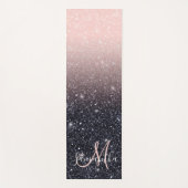 Moderne zwarte en roze glitter Sparkles Yogamat (Voorkant)